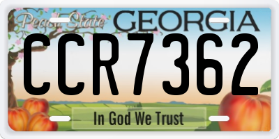 GA license plate CCR7362