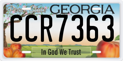 GA license plate CCR7363