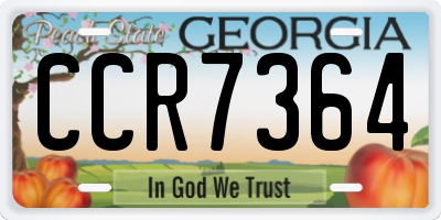 GA license plate CCR7364