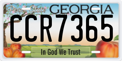 GA license plate CCR7365