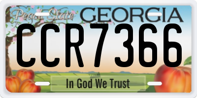 GA license plate CCR7366
