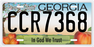 GA license plate CCR7368