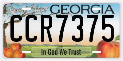 GA license plate CCR7375