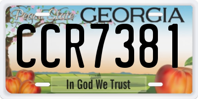 GA license plate CCR7381