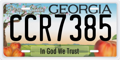 GA license plate CCR7385