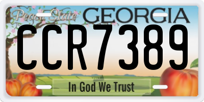 GA license plate CCR7389