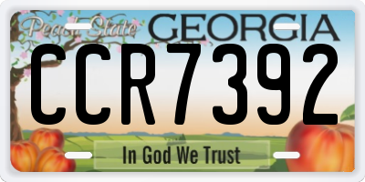 GA license plate CCR7392