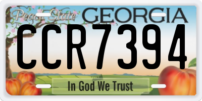 GA license plate CCR7394