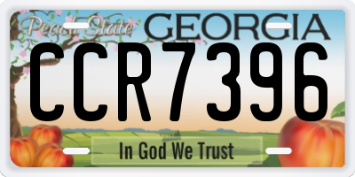 GA license plate CCR7396