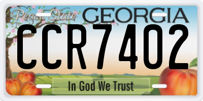 GA license plate CCR7402