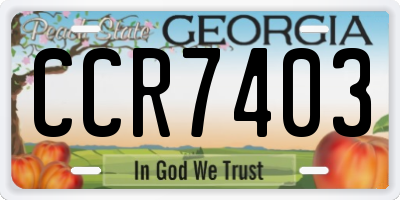 GA license plate CCR7403