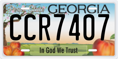 GA license plate CCR7407