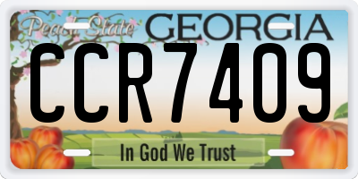GA license plate CCR7409