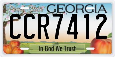 GA license plate CCR7412