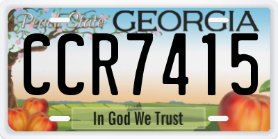 GA license plate CCR7415