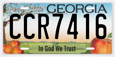 GA license plate CCR7416