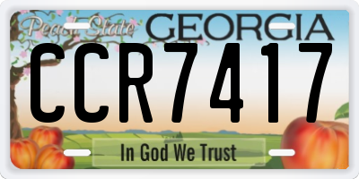 GA license plate CCR7417