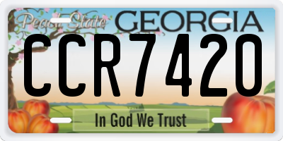 GA license plate CCR7420