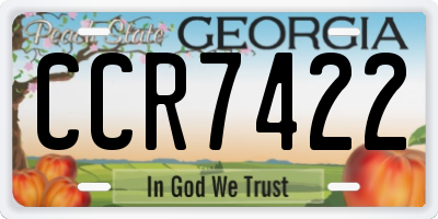 GA license plate CCR7422