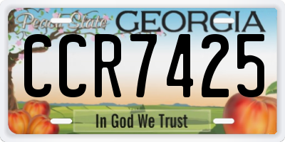 GA license plate CCR7425