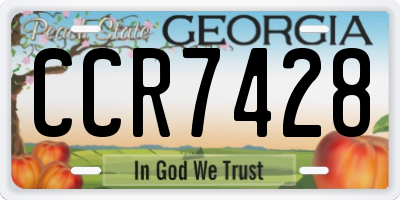 GA license plate CCR7428