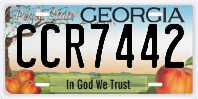 GA license plate CCR7442