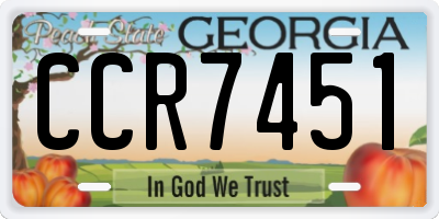 GA license plate CCR7451
