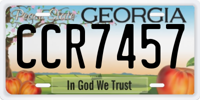 GA license plate CCR7457