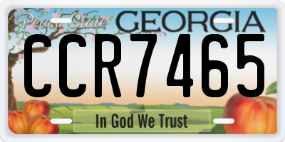 GA license plate CCR7465