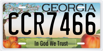 GA license plate CCR7466