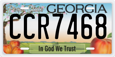 GA license plate CCR7468