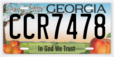 GA license plate CCR7478