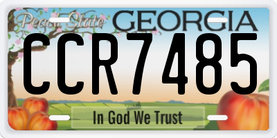 GA license plate CCR7485