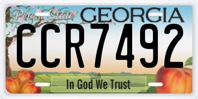 GA license plate CCR7492