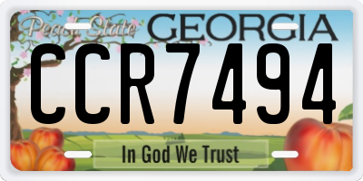GA license plate CCR7494