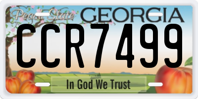 GA license plate CCR7499
