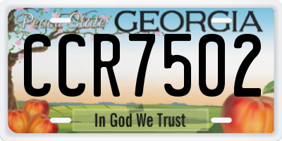 GA license plate CCR7502