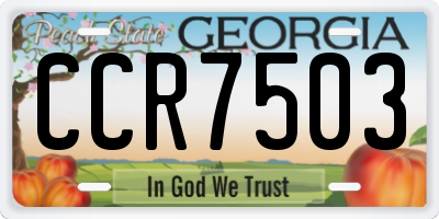 GA license plate CCR7503