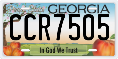 GA license plate CCR7505