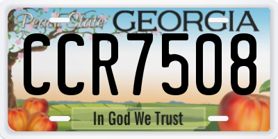 GA license plate CCR7508