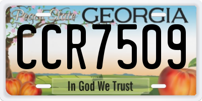 GA license plate CCR7509