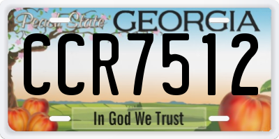 GA license plate CCR7512