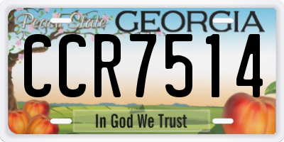 GA license plate CCR7514