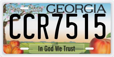 GA license plate CCR7515