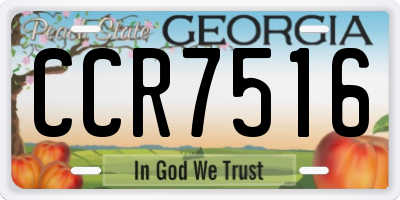 GA license plate CCR7516