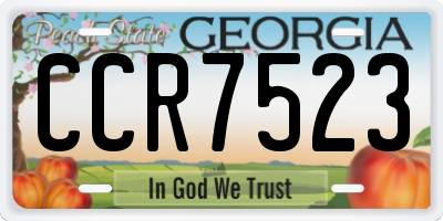 GA license plate CCR7523