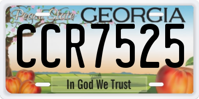 GA license plate CCR7525