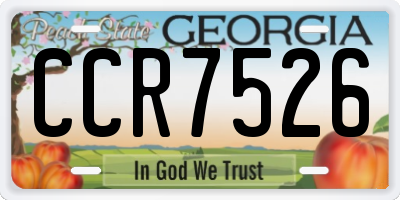 GA license plate CCR7526