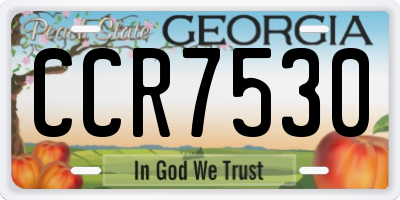 GA license plate CCR7530