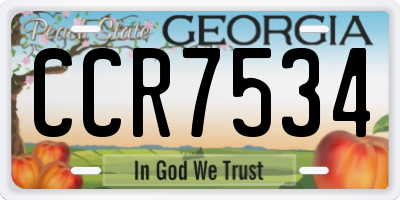 GA license plate CCR7534